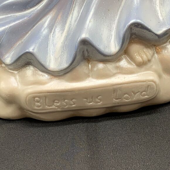 Angel Musical Figurine Bless Us Lord Religious Decor Christmas Ceramic Heavy - Picture 3 of 7